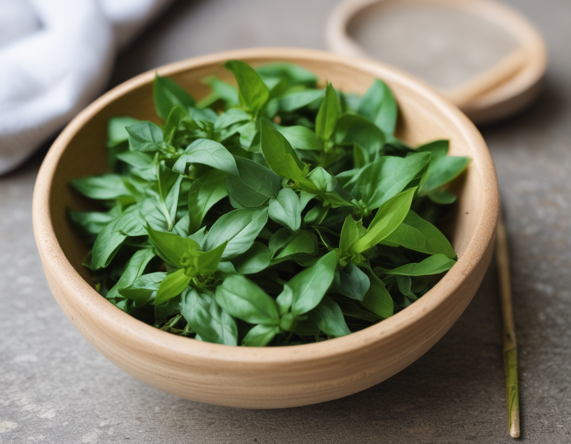 Fresh Thai basil leaves, an essential ingredient in green curry