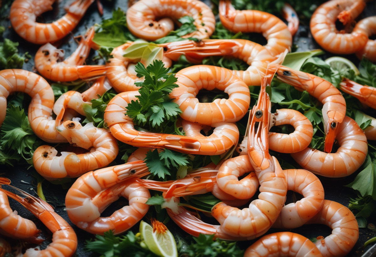 Fresh raw shrimp prepared for Tom Yum Goong