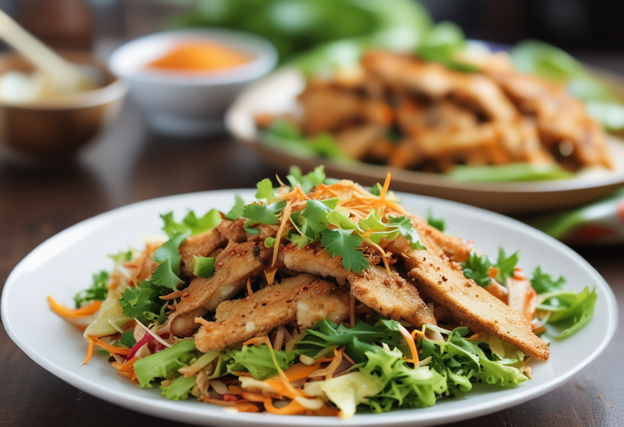 Crispy catfish flakes with green mango salad